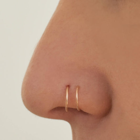Nose Piercing “ Double hoop effect “