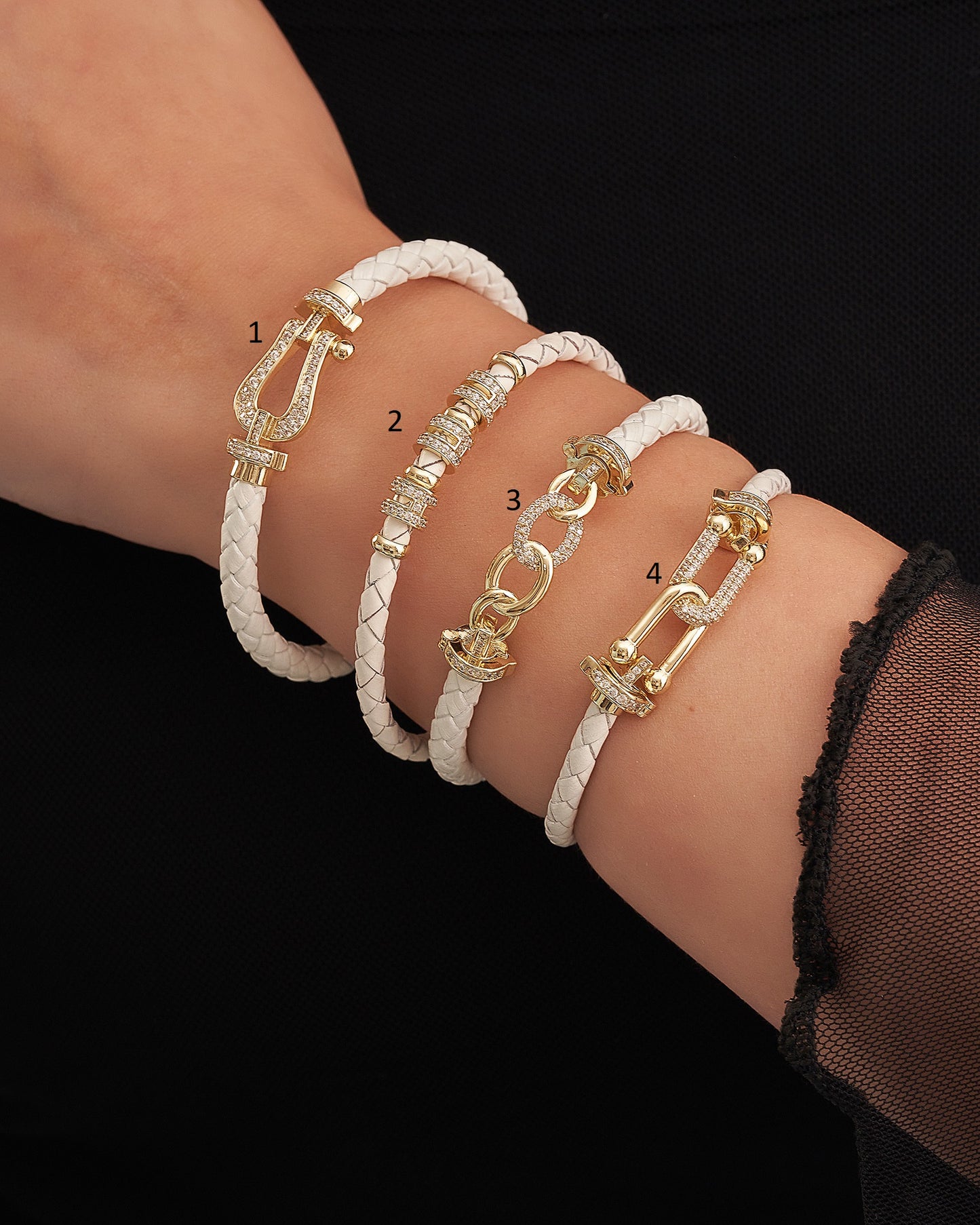 White Leather Bangles