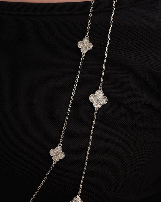 Long Van-cleef Necklace (silver tone )