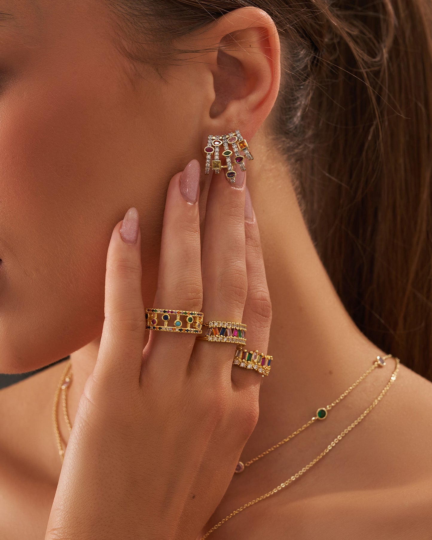 Colorful zircon stones Earrings