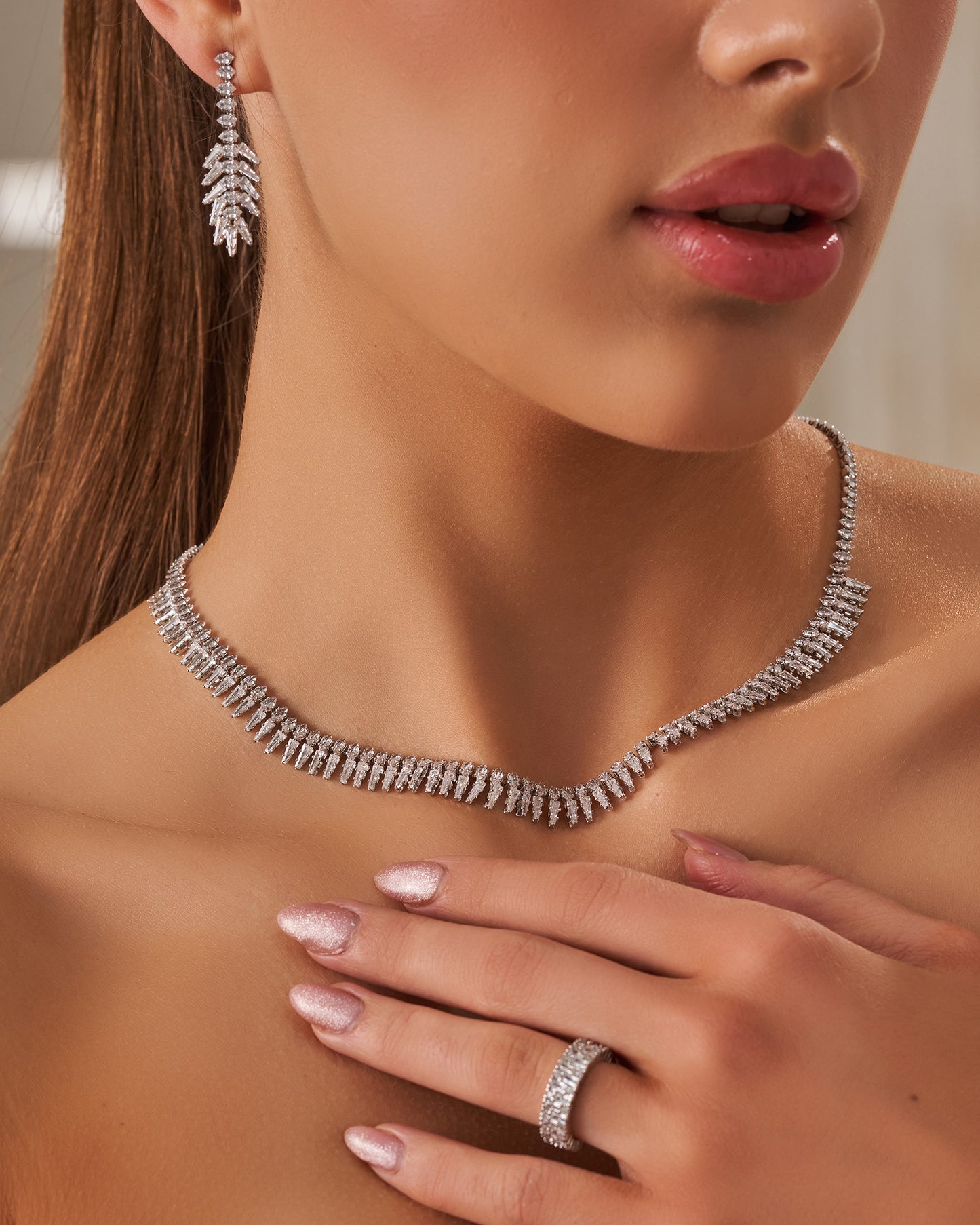 Zircon Set Necklace &Earrings