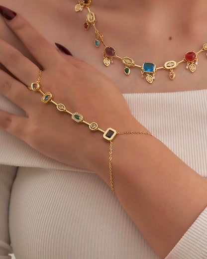 Colorful Jewelry Set (Necklace + Hand chain + Earring )