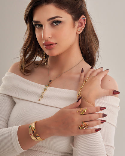 Colorful Jewelry Set (Necklace + Hand chain + Earring )