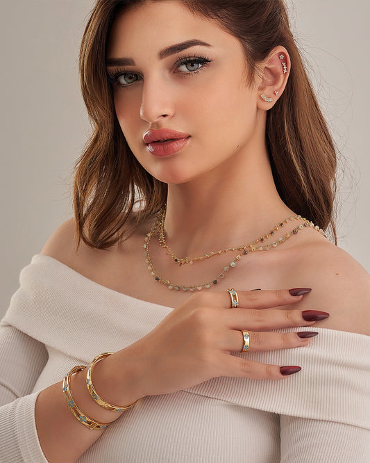 Delicate Colorful Stone Necklace