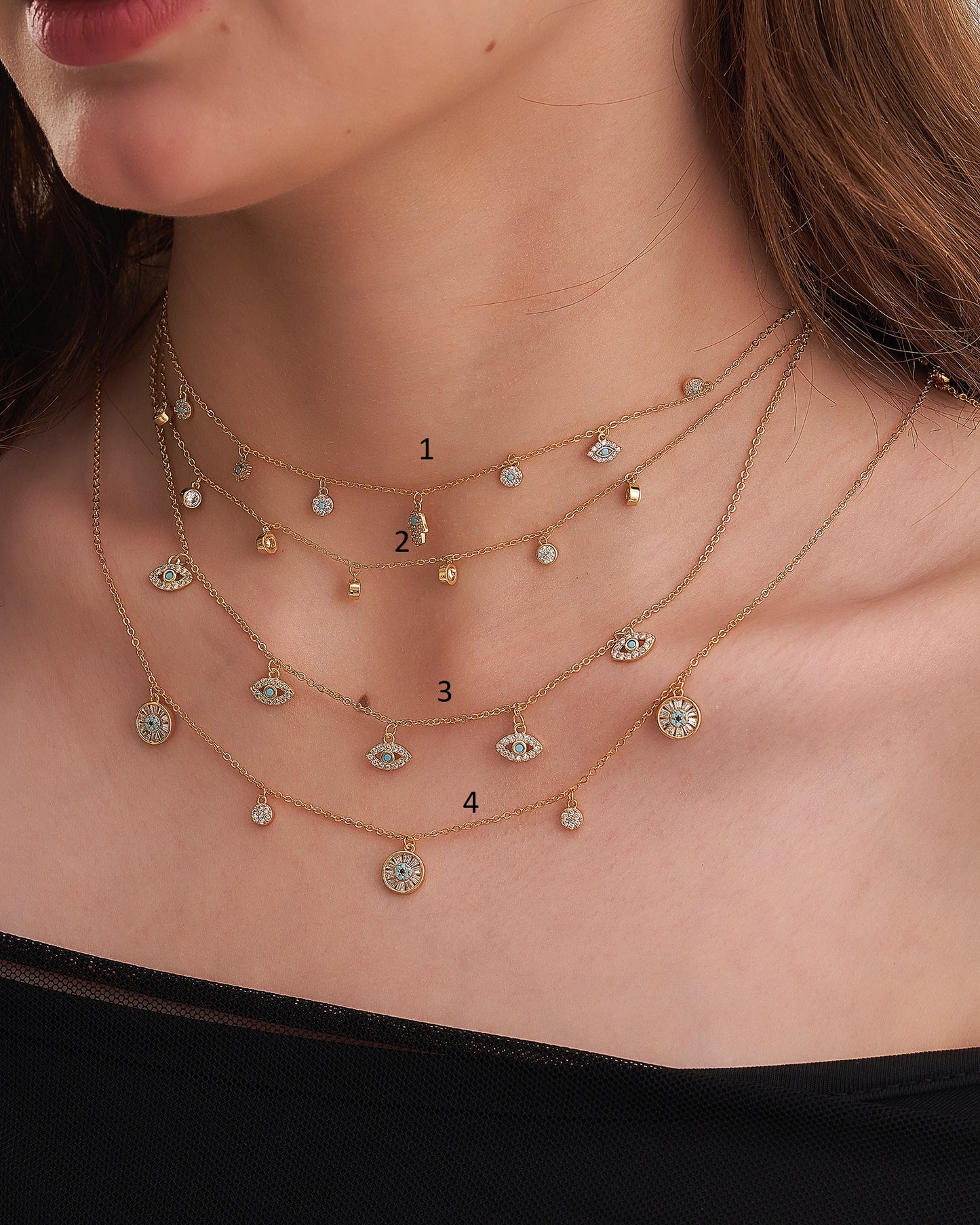 Eye & Hand Charm Necklaces