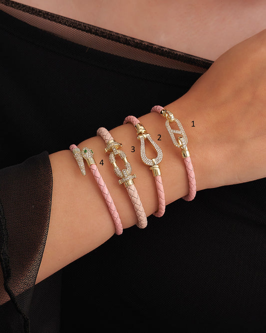 Light Pink Leather Bangles