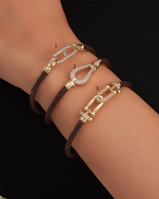 Brown leather Bangles