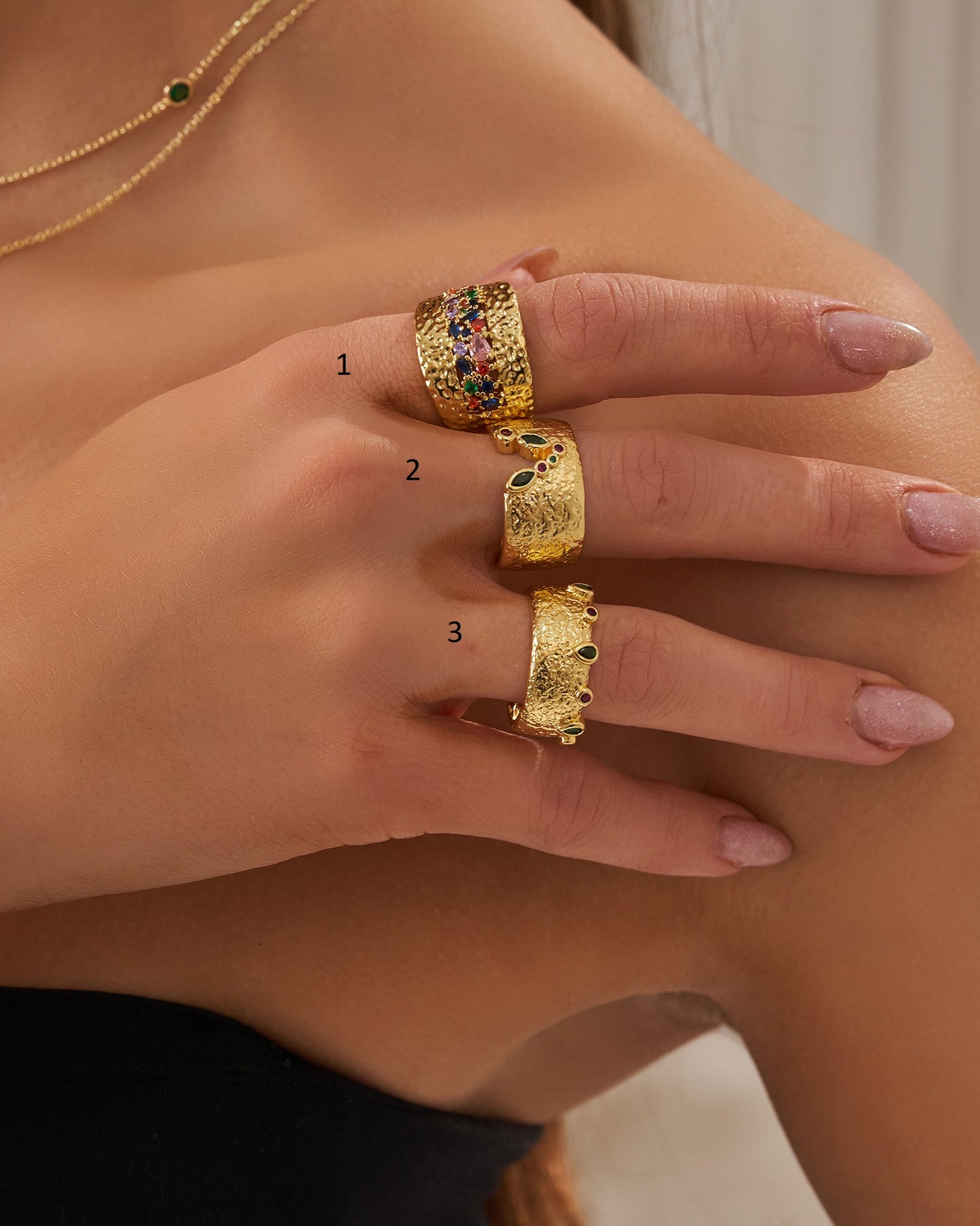 Colorful zircon stones Rings