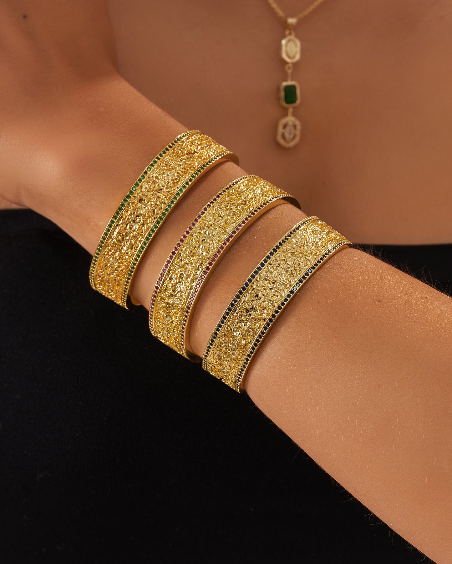 Bangles with colorful zircon stones ( ايه الكرسي )