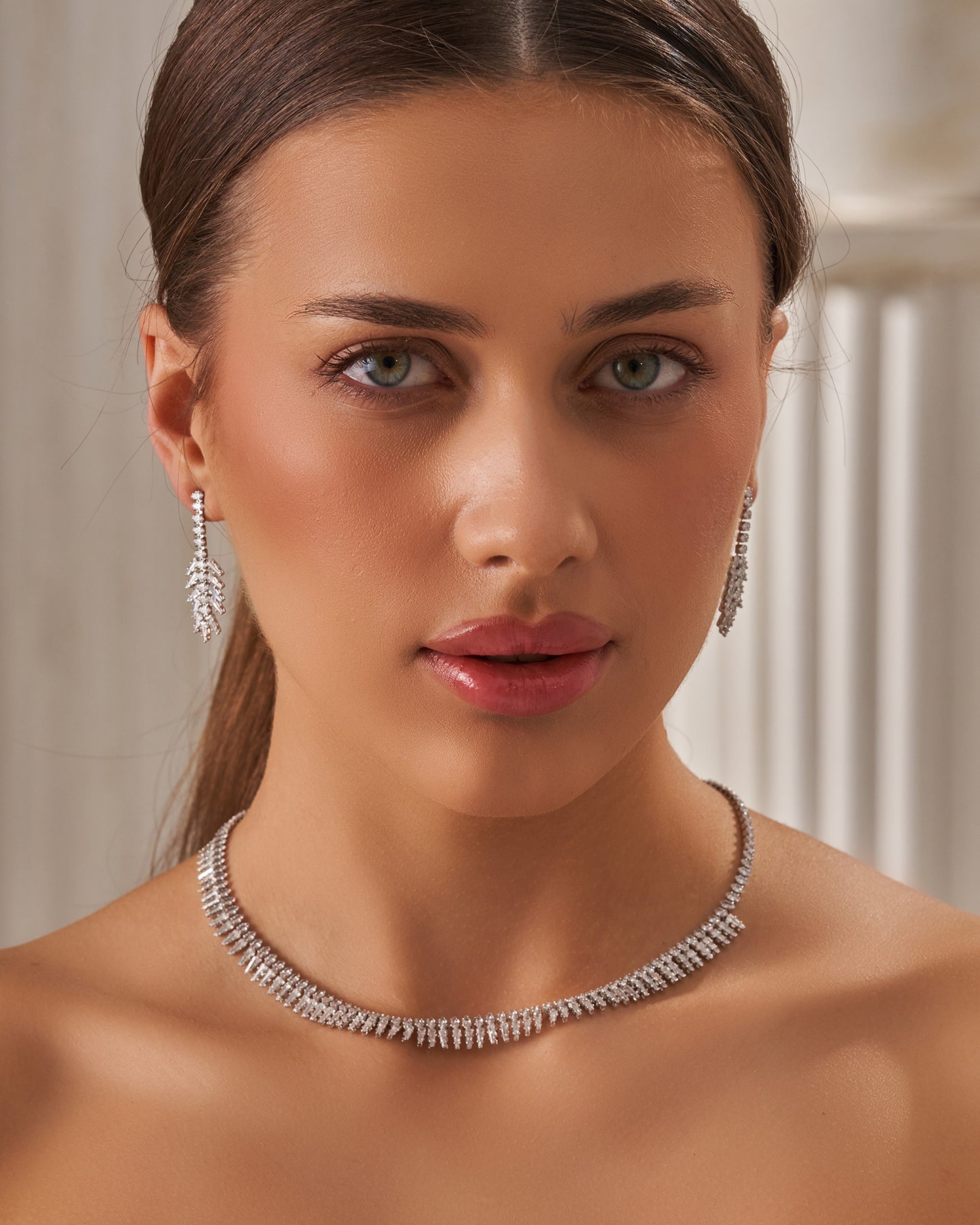 Zircon Set Necklace &Earrings