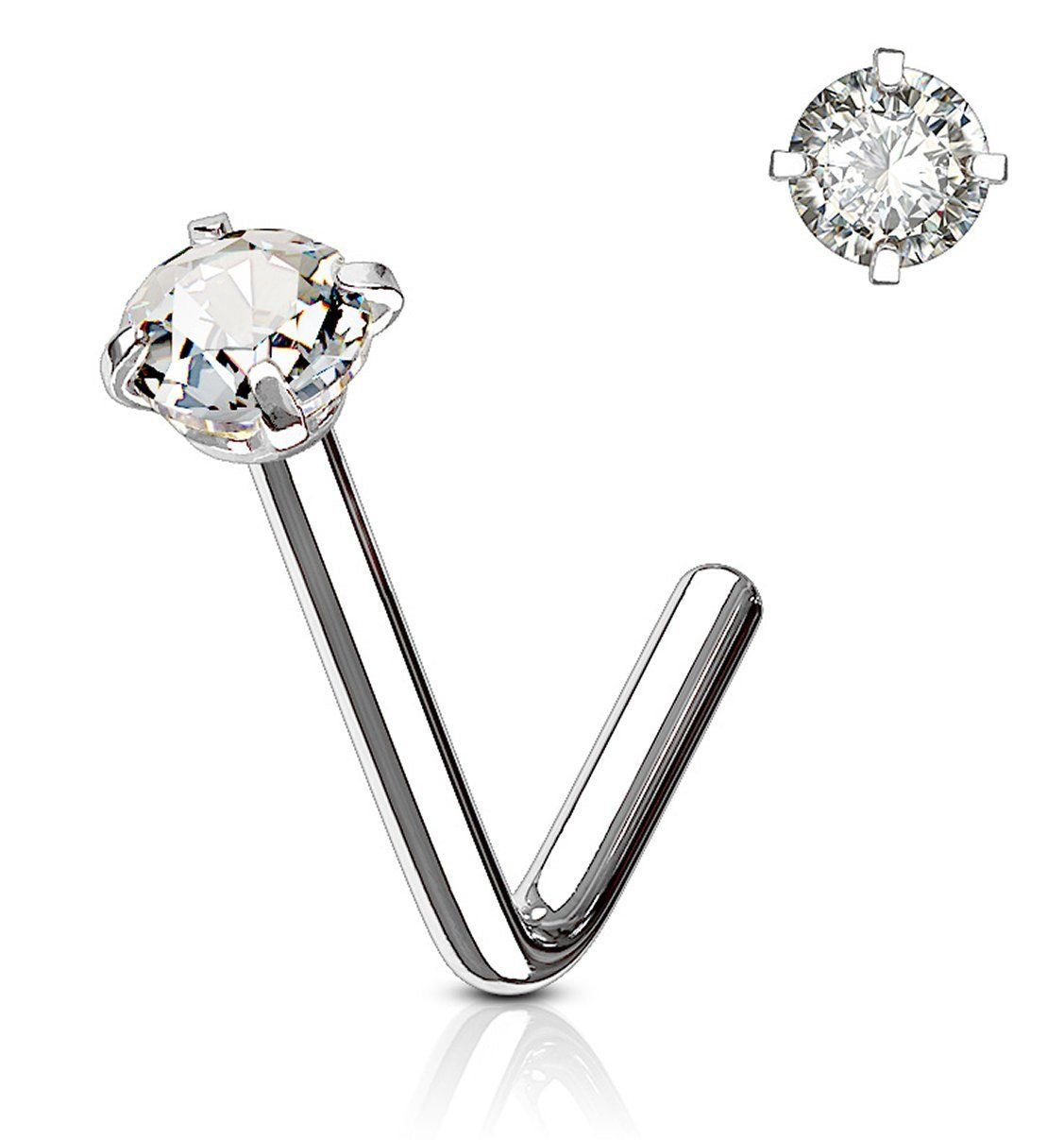 Titanium Nose Piercing L- Shape (silver tone )