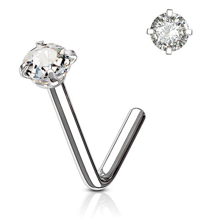 Titanium Nose Piercing L- Shape (silver tone )