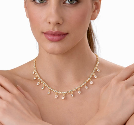 Crystal Drop Charm Necklace