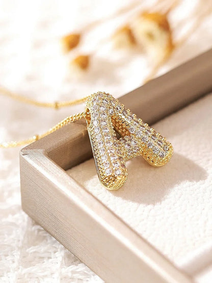 Zircon Bubble Gold letter necklaces