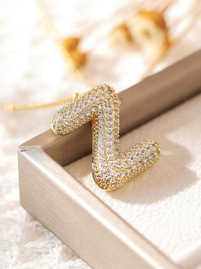 Zircon Bubble Gold letter necklaces